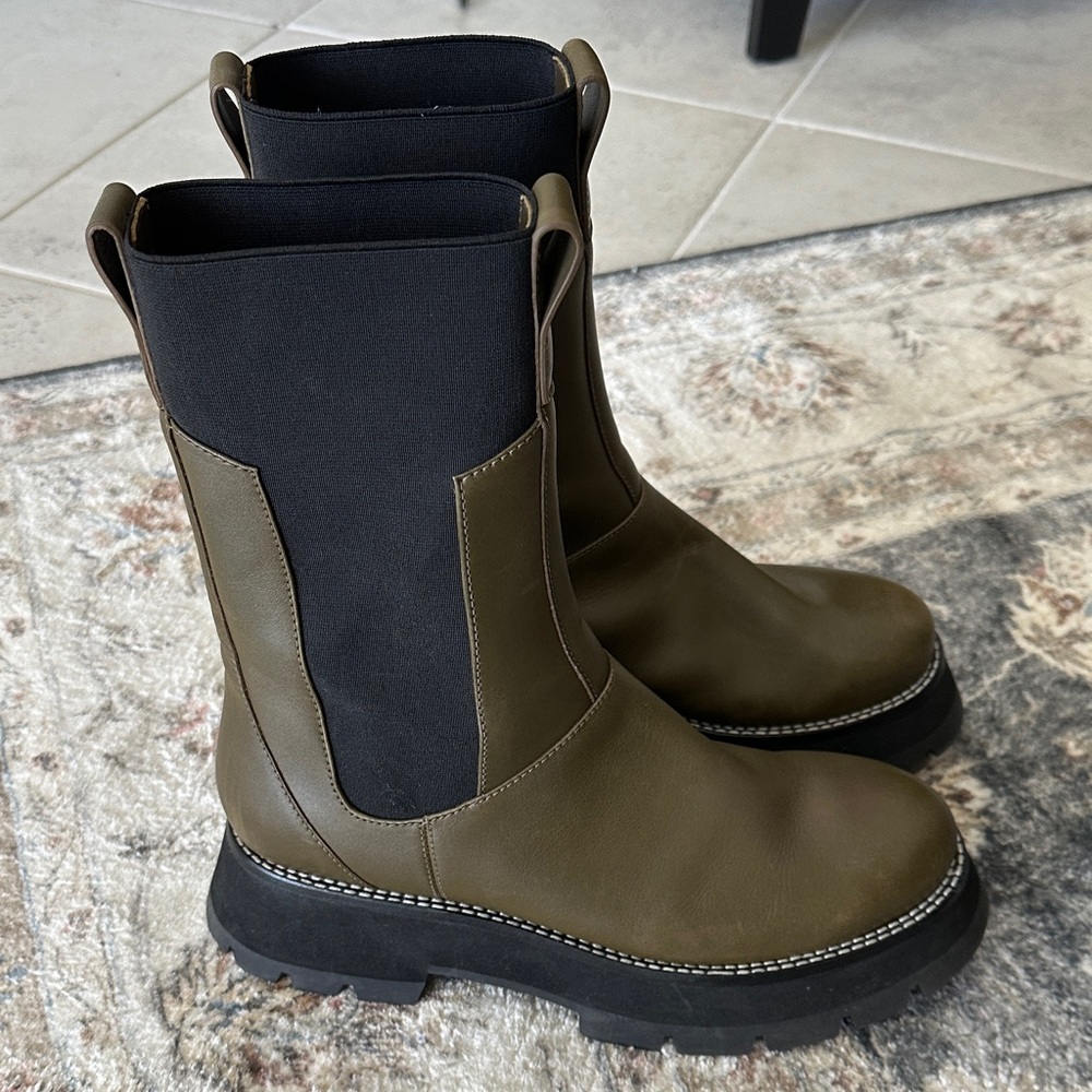 3.1 Phillip Lim Size 41 Kate Lug Sole Olive and Black Boots